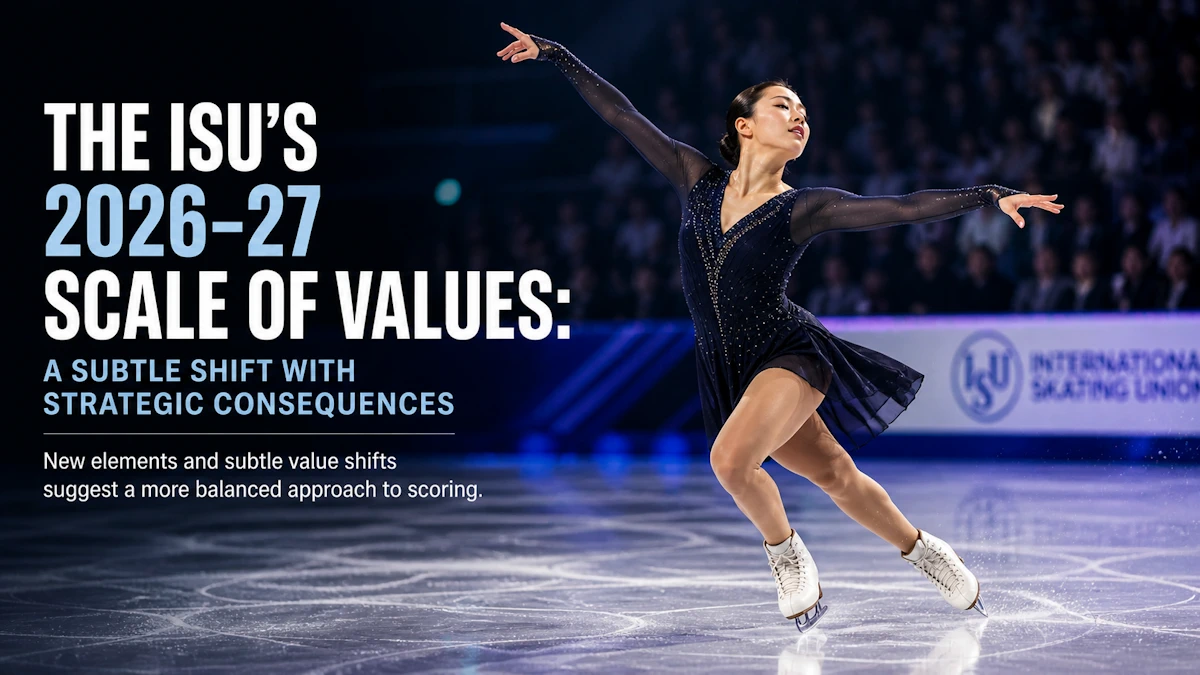 Figure skater performing during competition, illustrating the ISU 2026–27 Scale of Values and changes to scoring