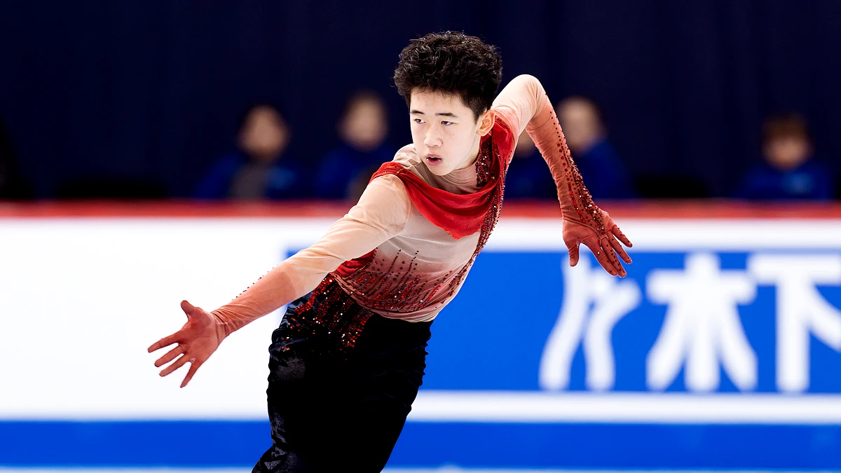 Yanhao Li performs his short program at the 2026 ISU World Junior Figure Skating Championships.